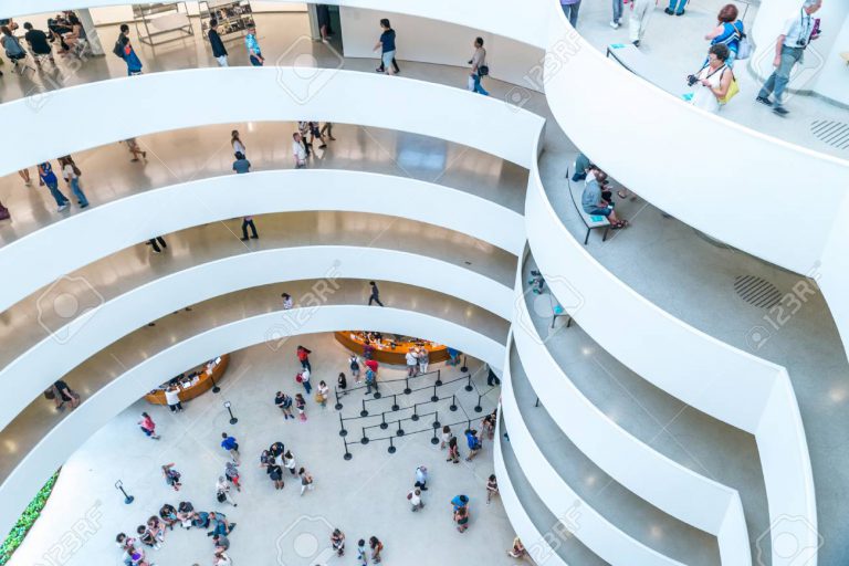 NEW YORK - JULY 10: Visitors inside of the Solomon R. Guggenheim Museum of modern and contemporary art in New York on July 10, 2015.